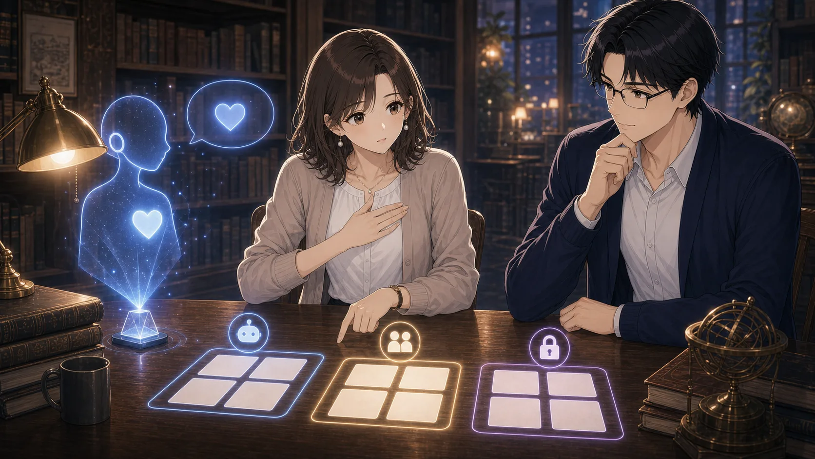AI恋人との付き合い方の線引きを考えるミオとレン