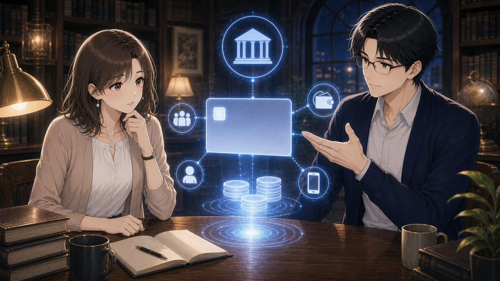 CBDCの意味を未来ログで確認するカイとミオ