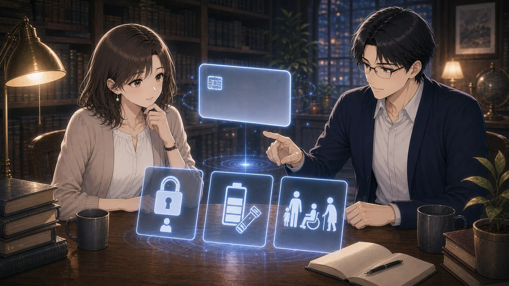 CBDCのプライバシーや使いやすさの不安を考えるカイとミオ
