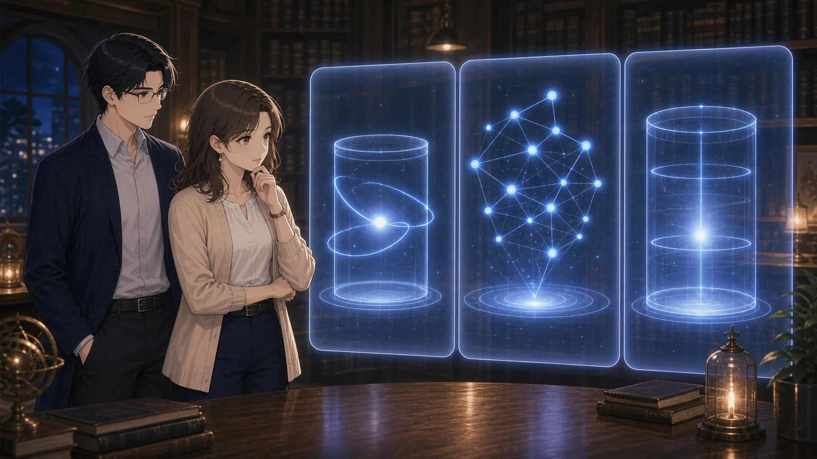 デジタル通貨の種類を比べるミオとカイ