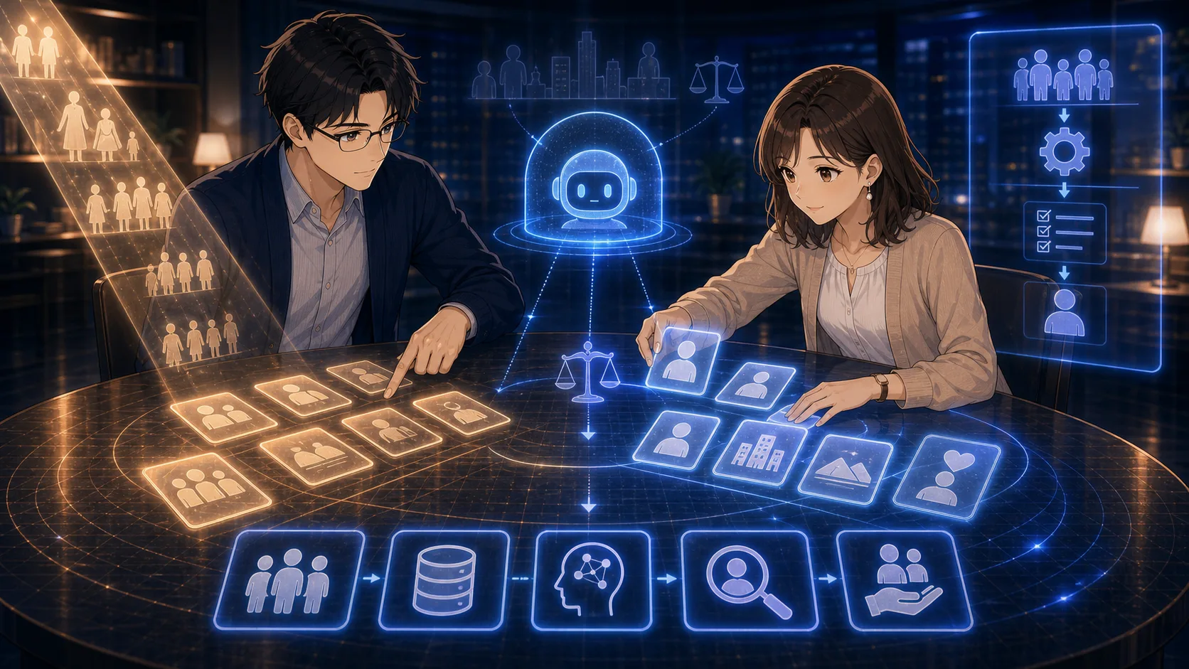 学習データのカードに偏った光が当たる場面