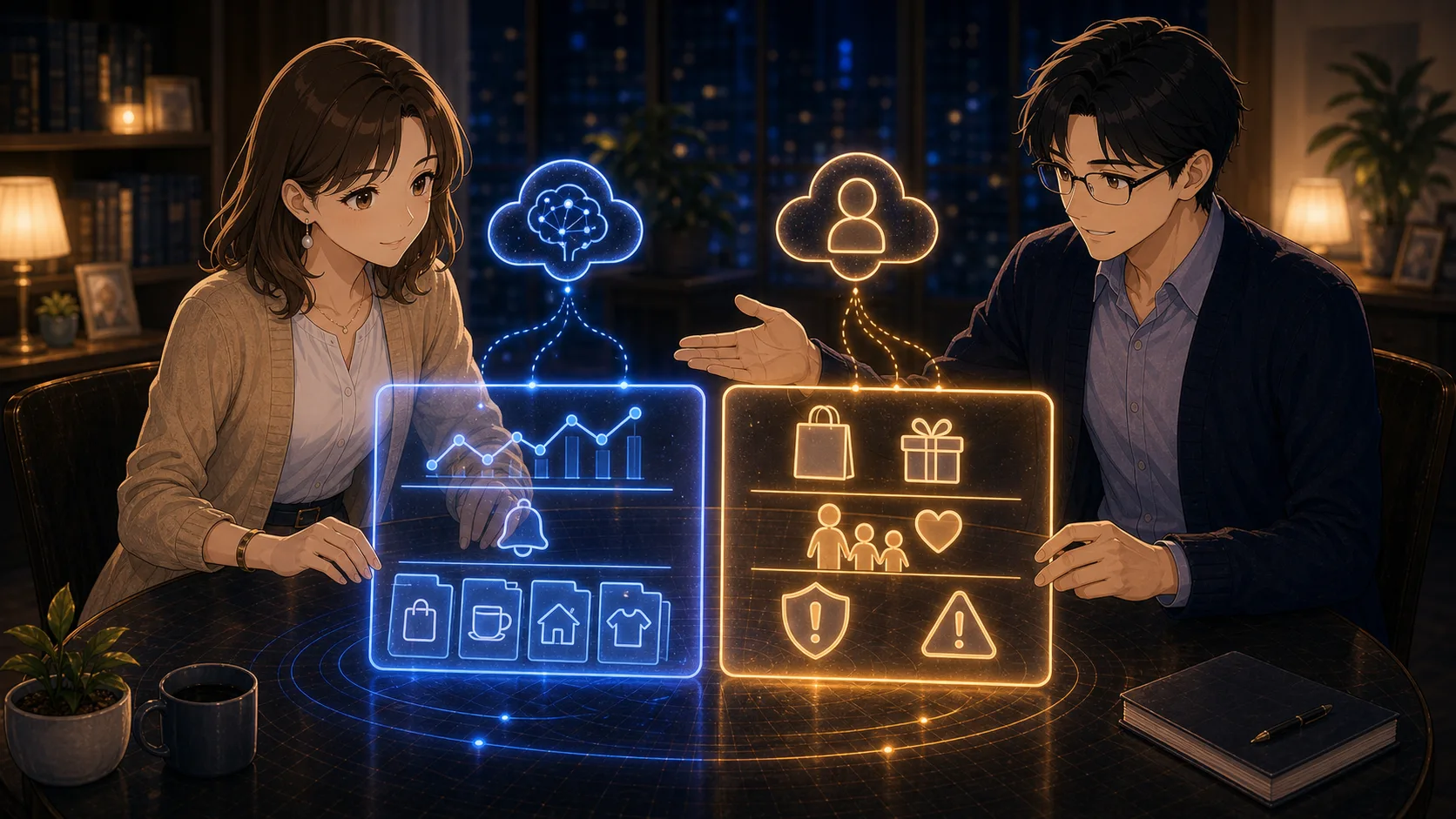AI家計管理に任せることと任せないことを分ける場面