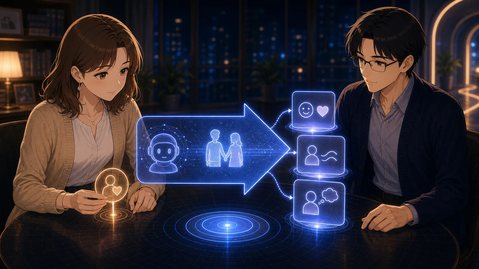 AIの提案と自分の感覚を見比べるミオ