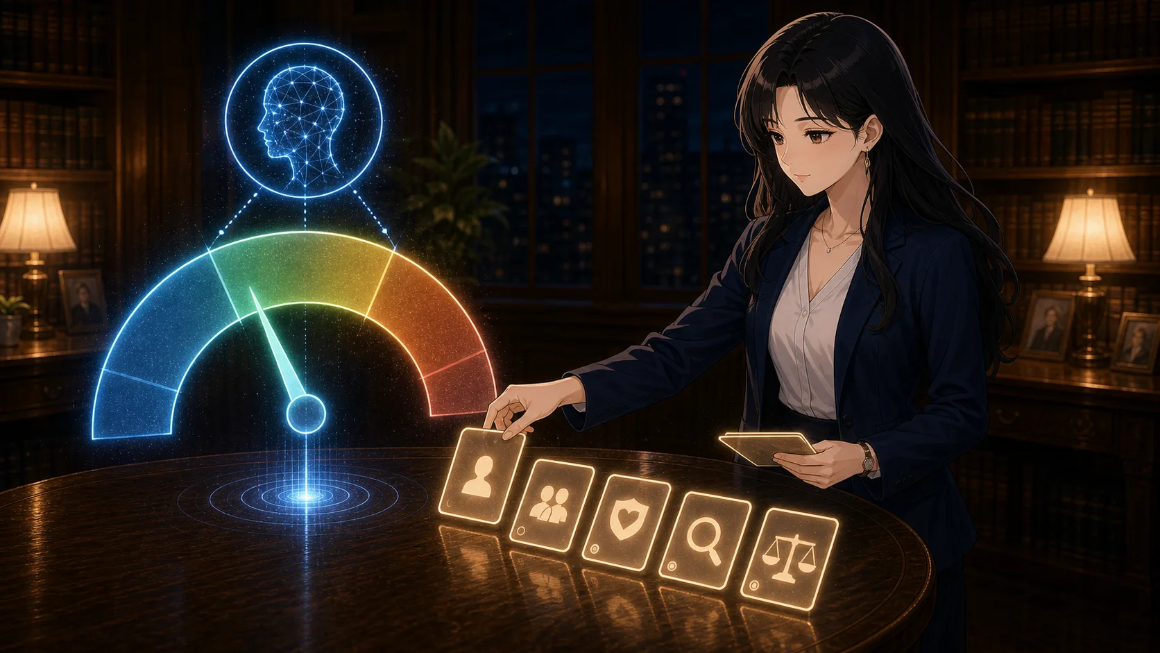 検出メーターと人の確認カードを並べるノア