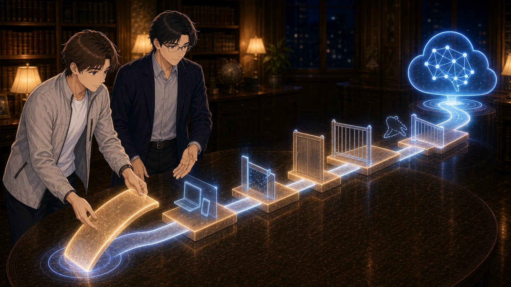 二つのログイン画面を見比べるレン