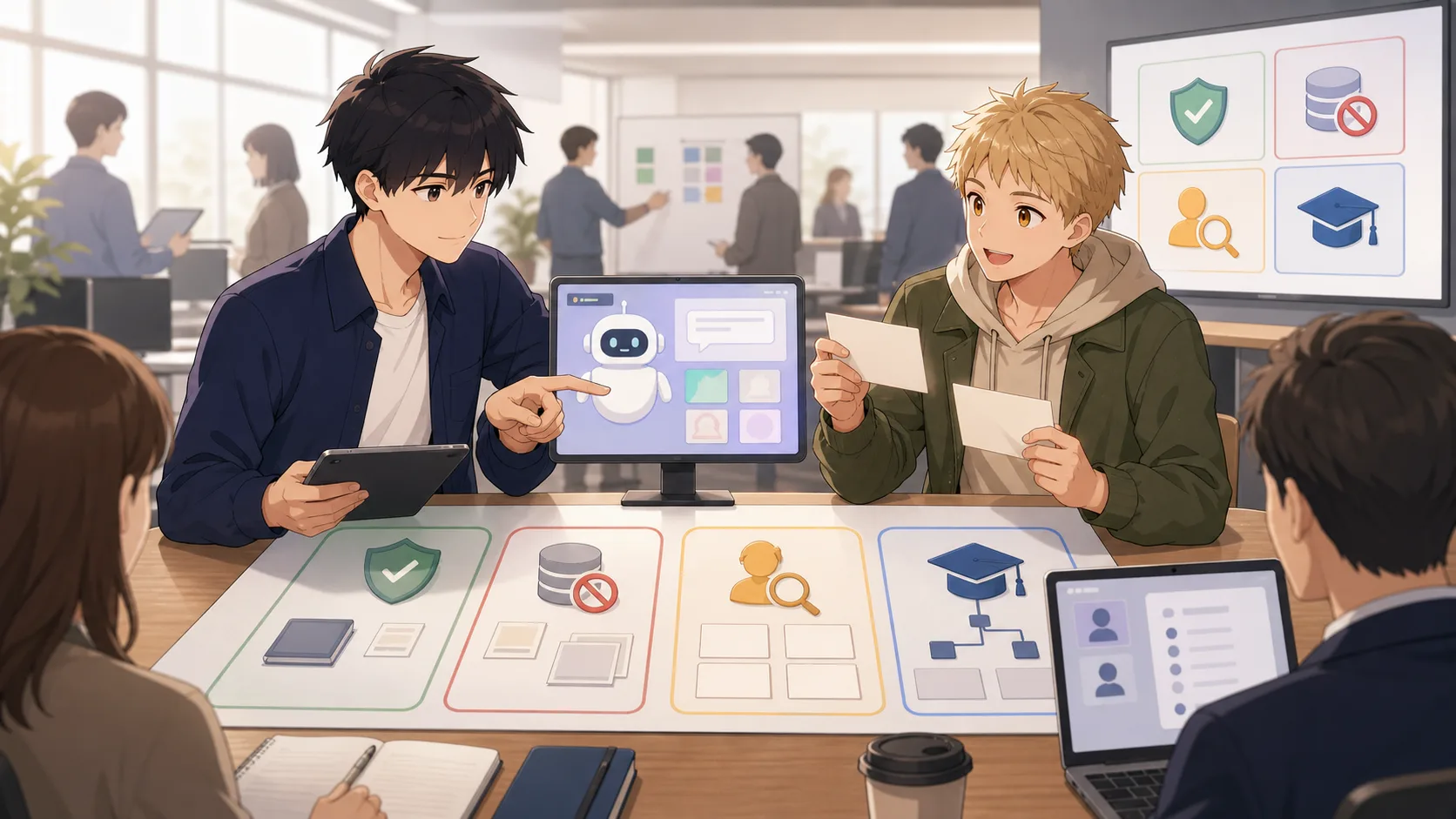 AI利用ルールカードを置くカイ