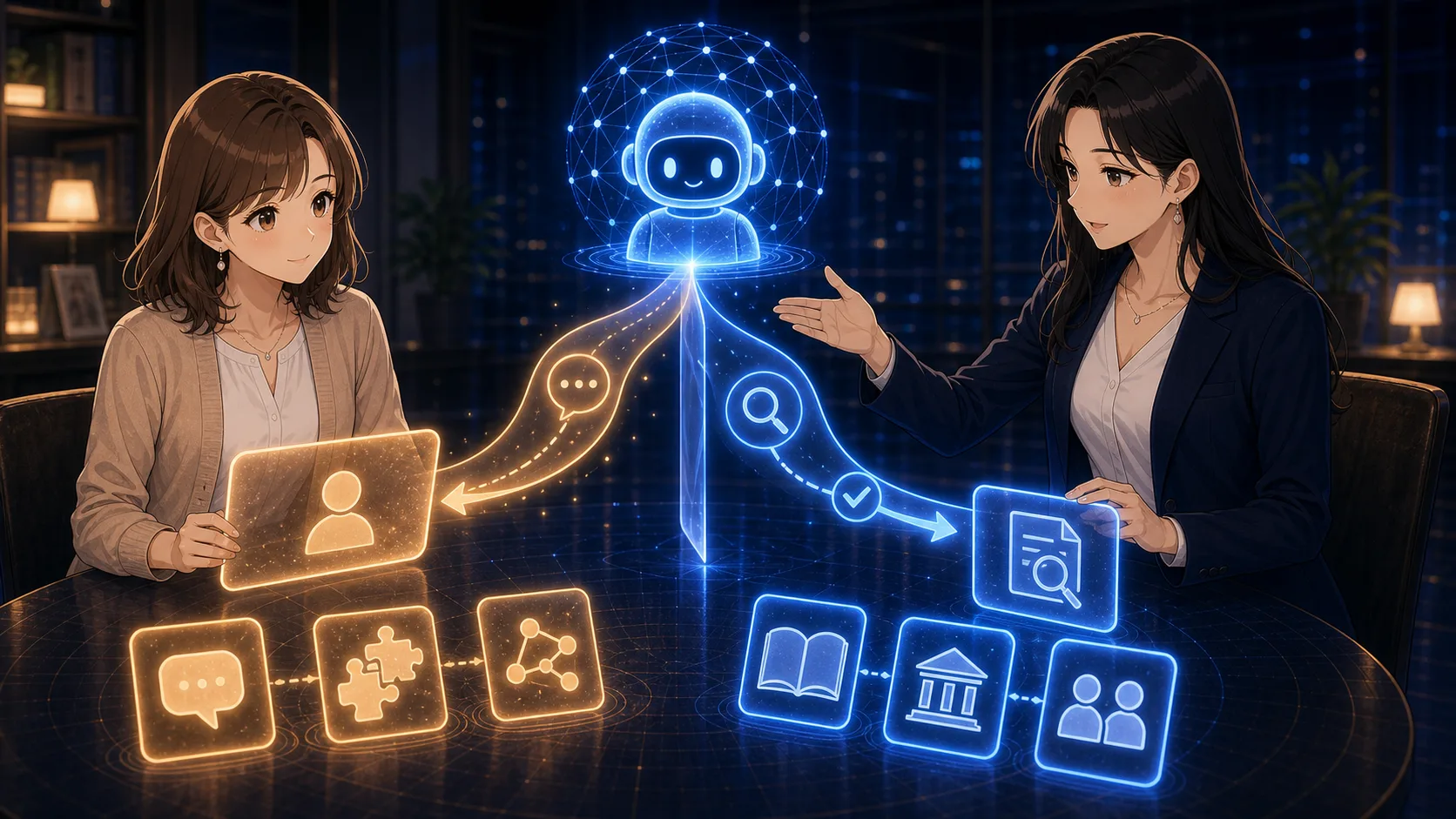 自然な文章と事実確認カードが分かれる場面