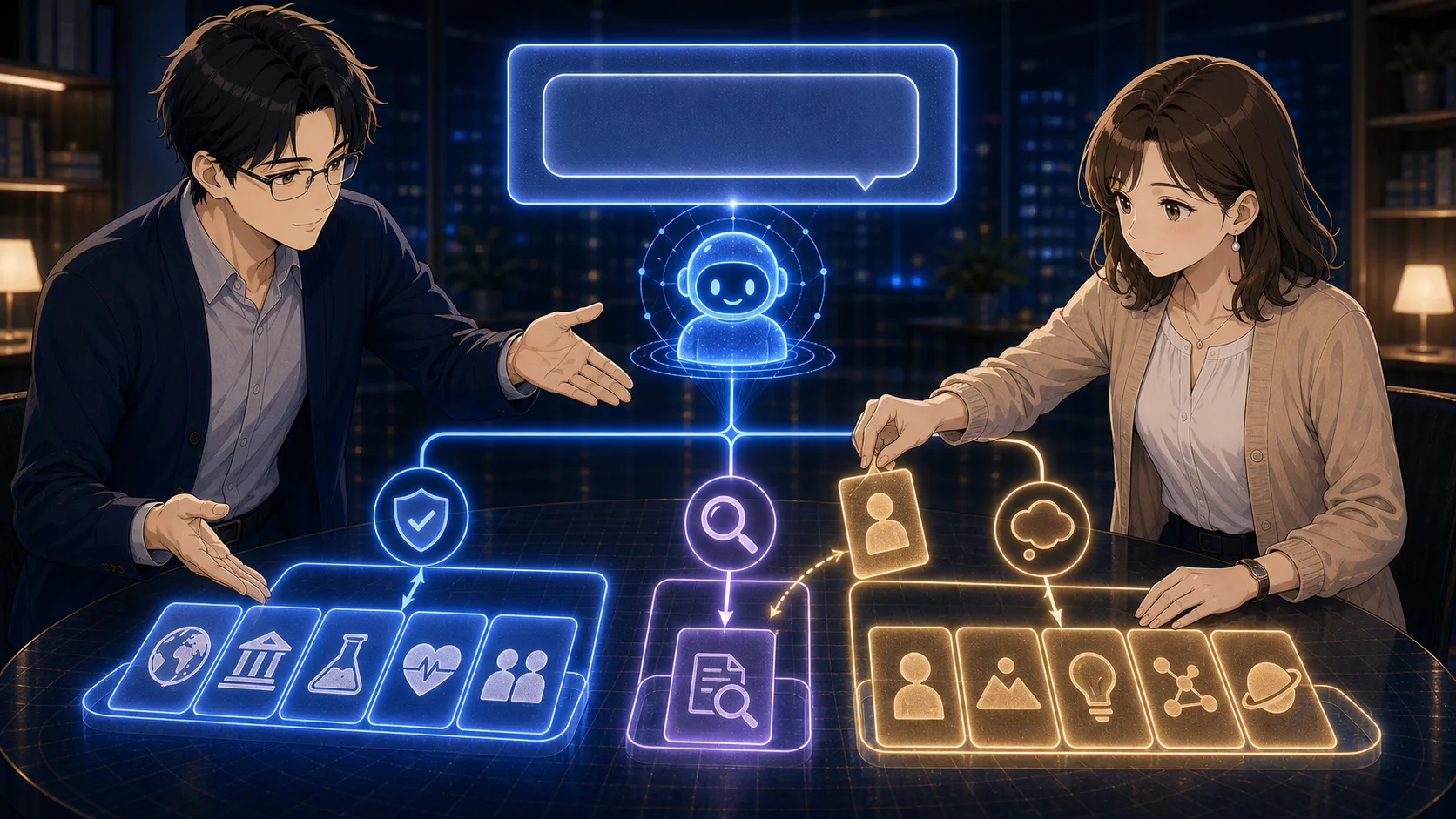 推測と事実のカードを分けるプロンプト画面