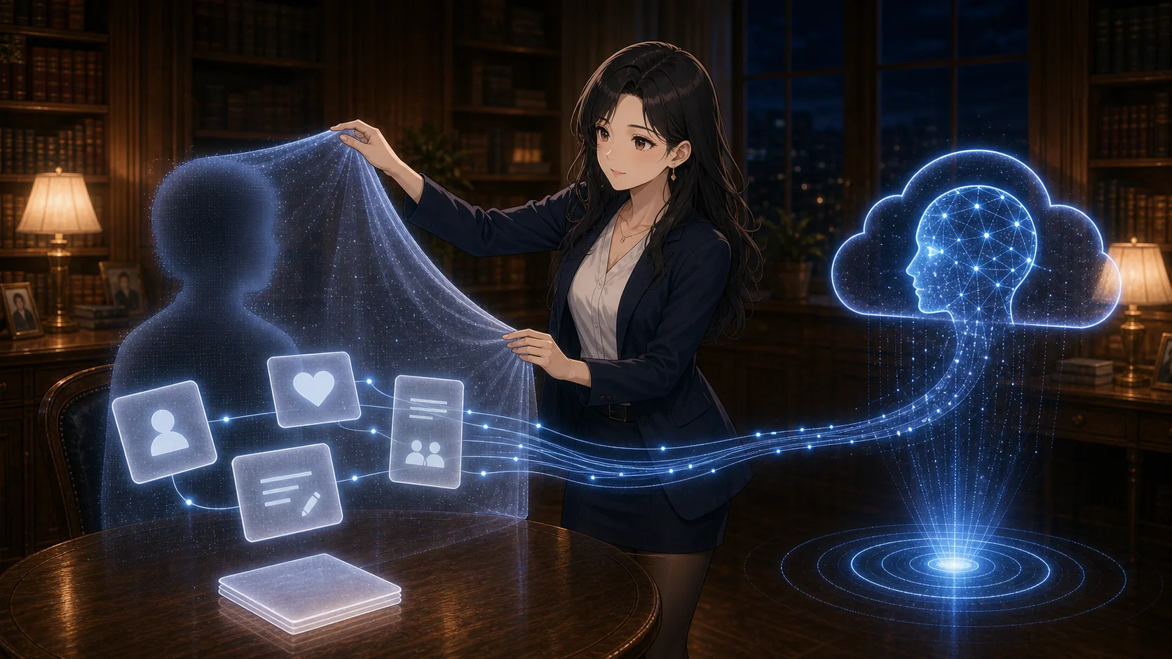 家族や友だちの情報をAIに入れる前にぼかす場面