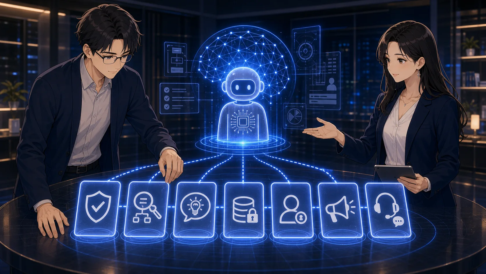 事業者の確認カードが並ぶ場面