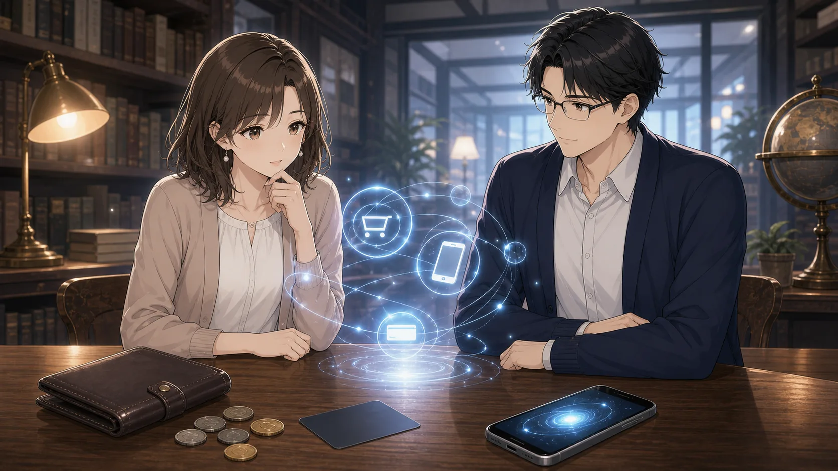 お金がなくなるのではなく、支払いの形が変わっていくについて考えるミオとカイ