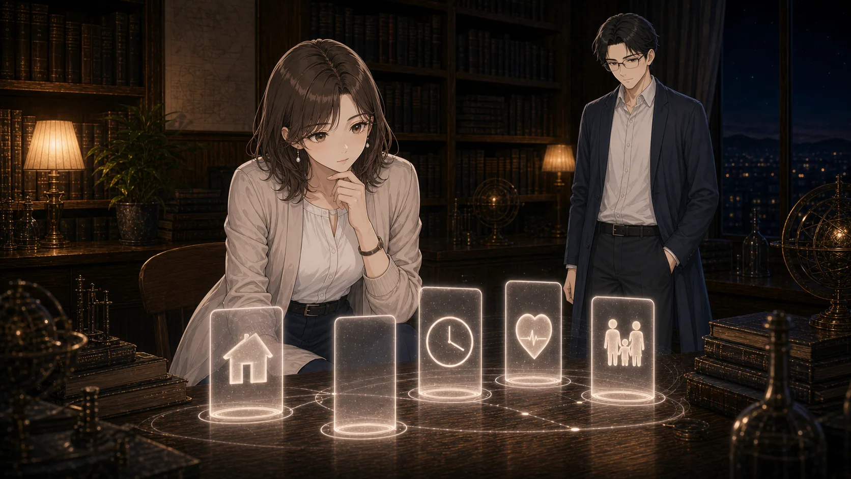 人の事情を聞く仕事を考える場面