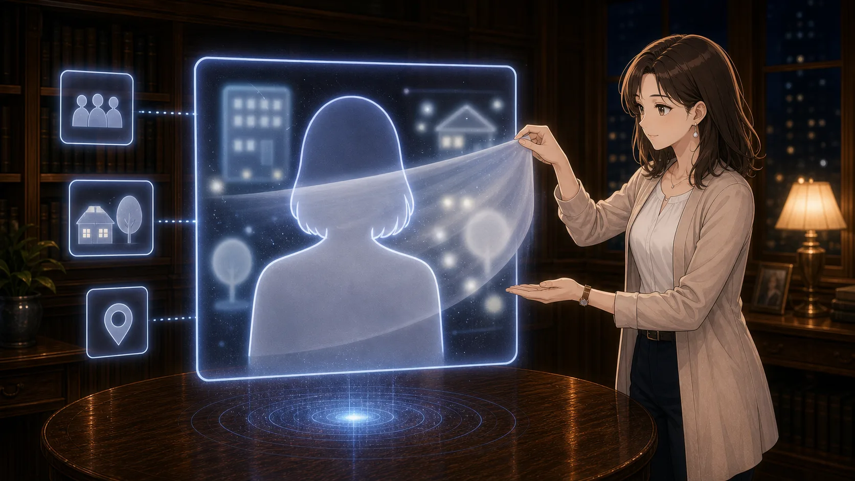 プロフィール写真の背景にある個人情報をぼかすミオ