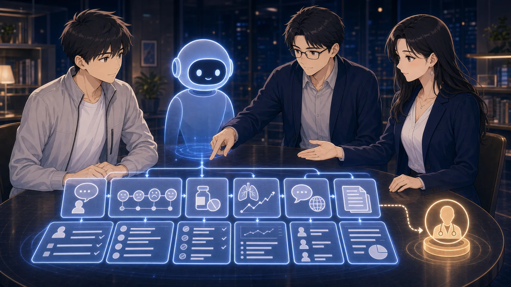 AIが問診メモを整理する場面