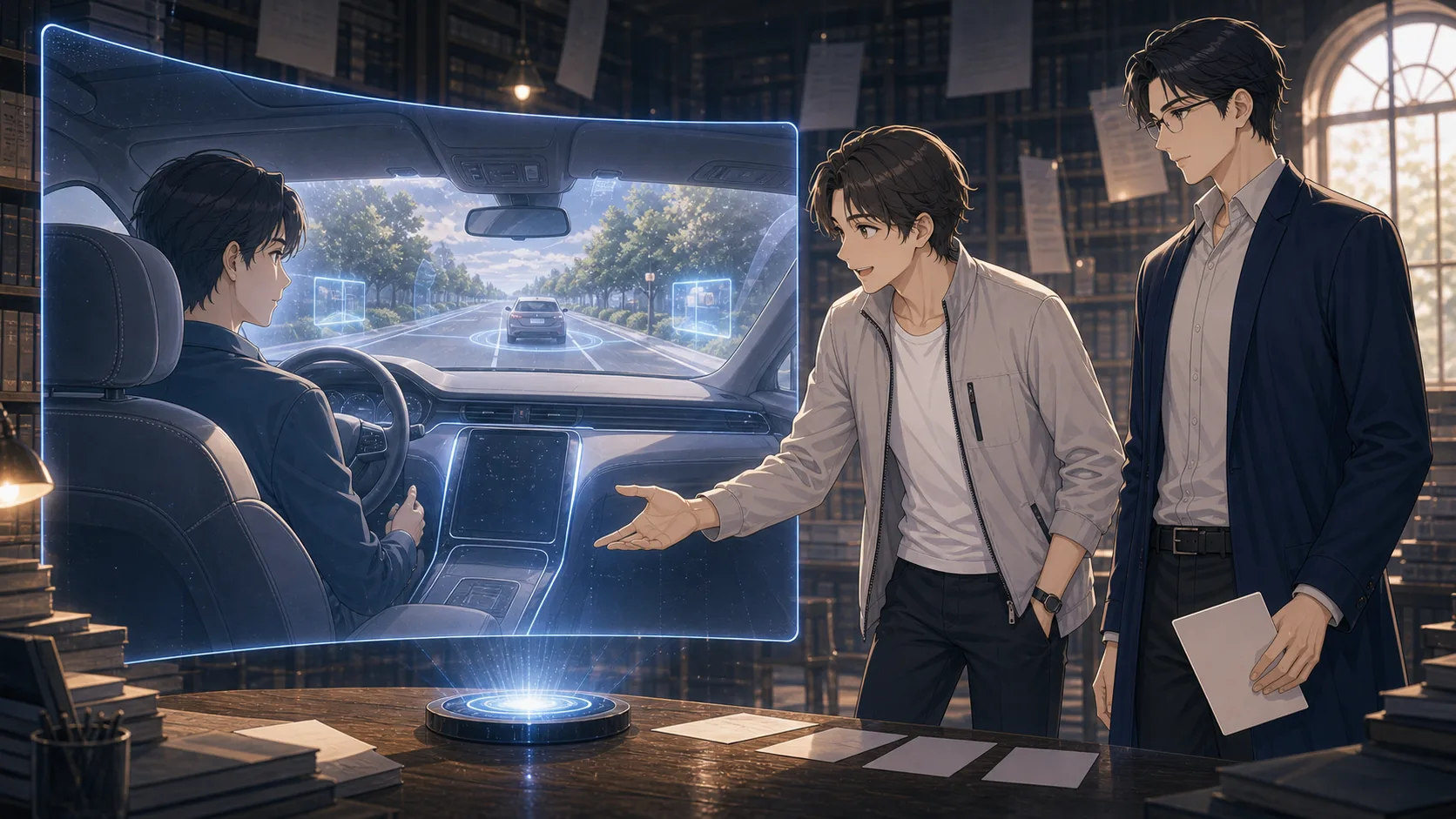 運転支援中の監視を確認するレンとカイ