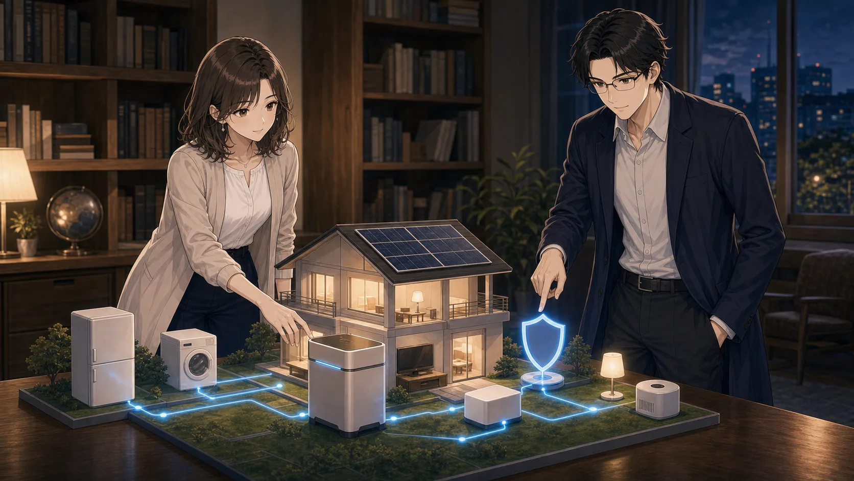 蓄電池とスマートホームが連携する場面