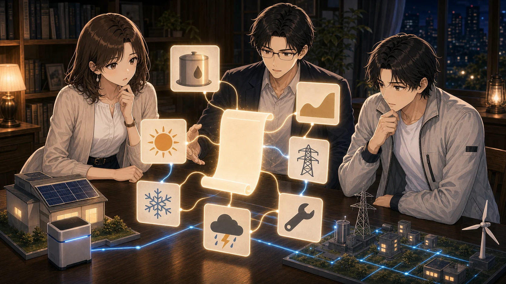 電気代が上がる理由を見比べるミオ