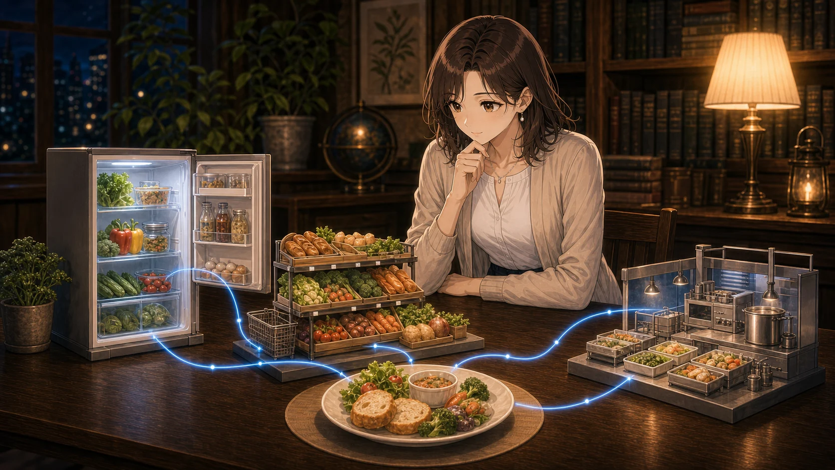 フードロスが起きる場所を考えるミオ