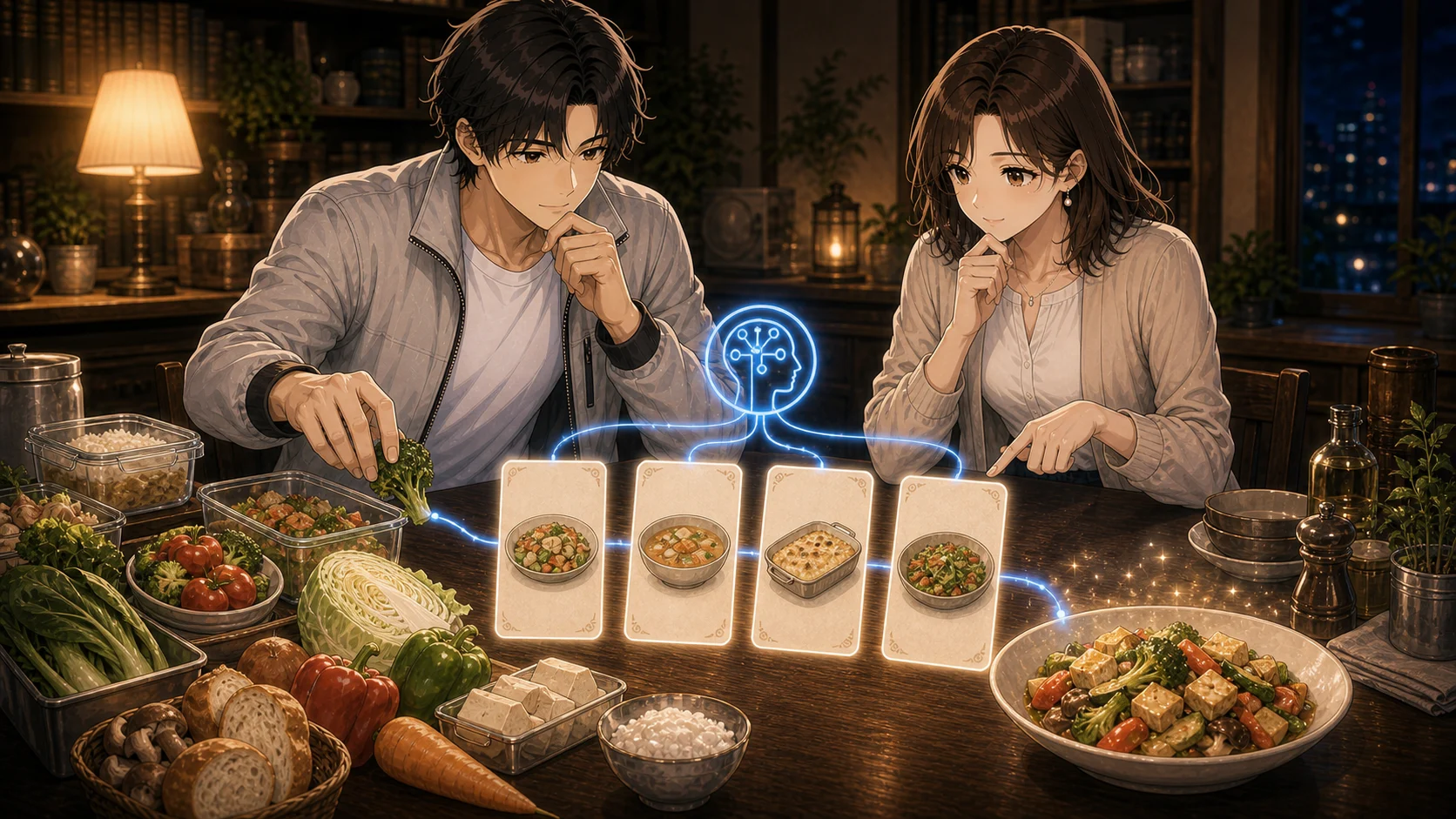 AIレシピで余り食材を使う場面