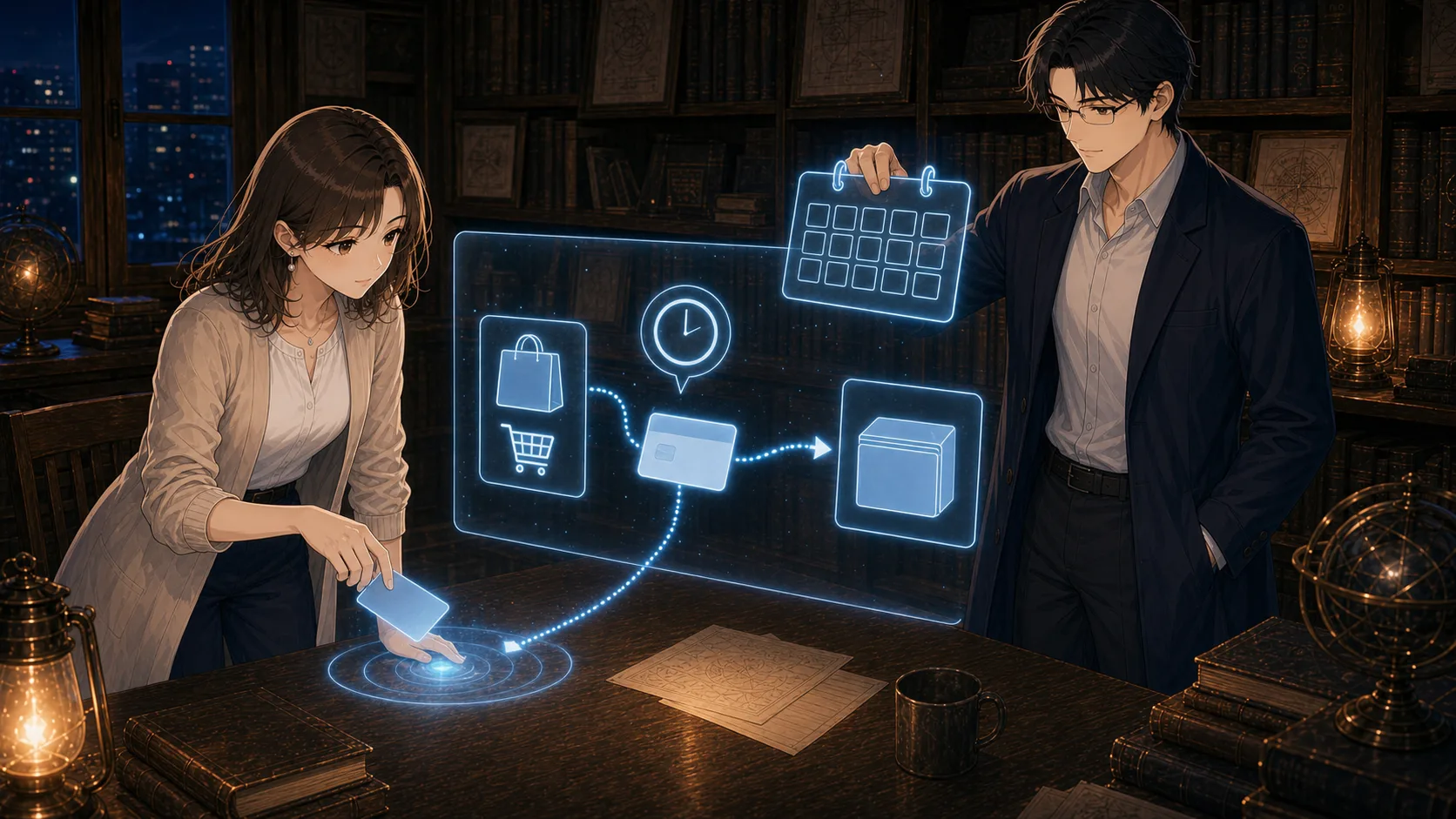 クレジットカードの後払いを確認する場面