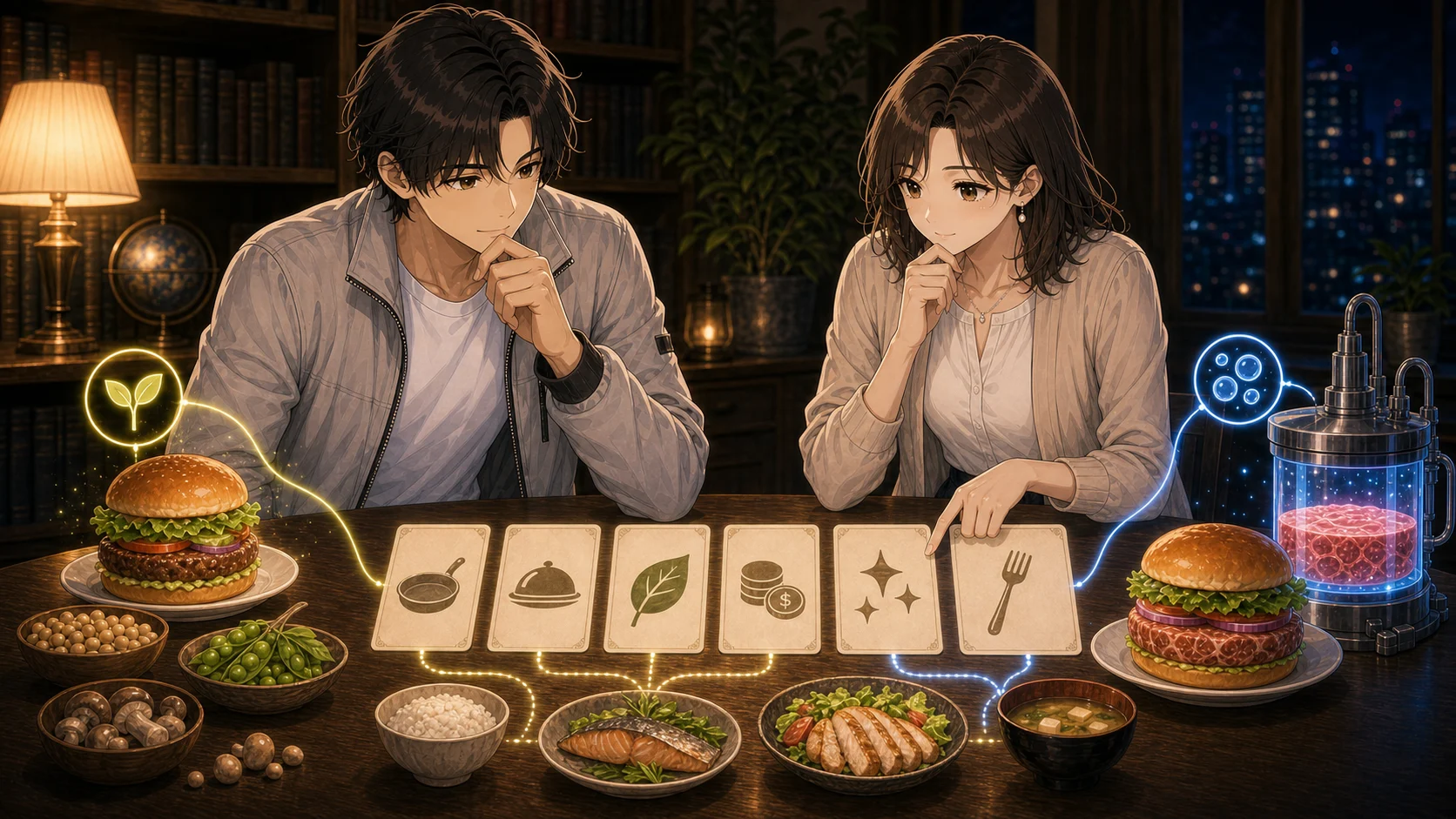 目的に合わせて代替肉を選ぶ場面