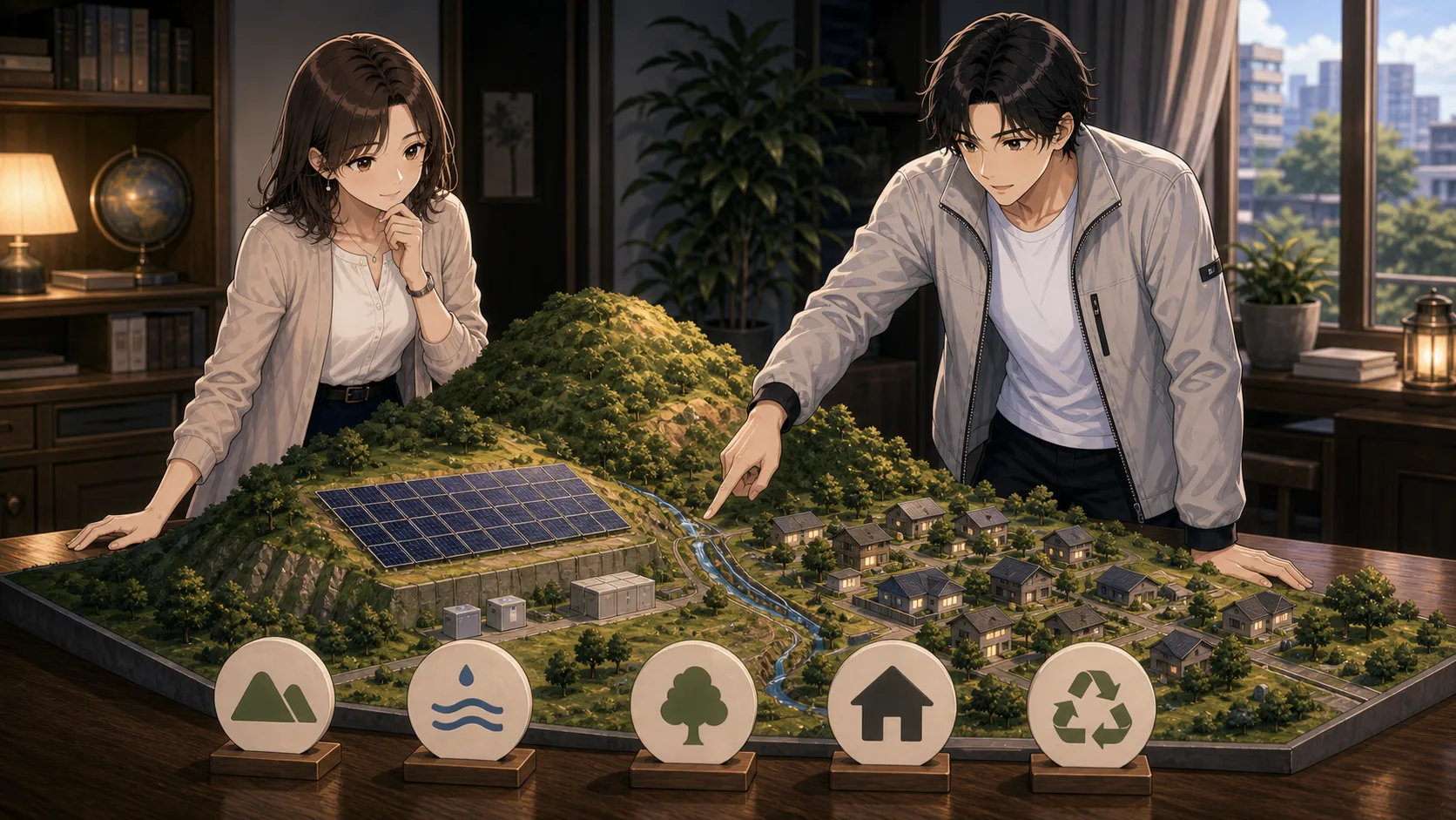 太陽光発電と地域との調和を考える場面